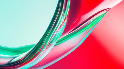 3D Christmas santa claus hat neon lights merry xmas new year abstract festive fashion red green background