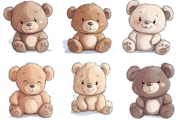 Naklejka premium Cute cartoon bear set