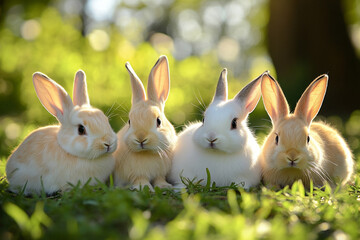 Obraz premium Set of cute rabbits