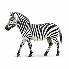 Naklejka premium Zebra walking on white background, black and white, stripes, mammal, animal, wildlife