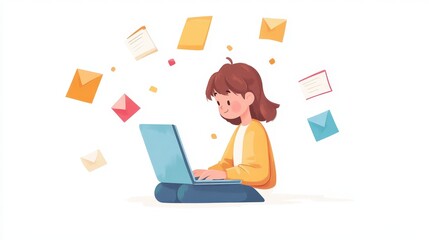 Digital Learning Setup with Student and Laptop