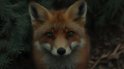 Obraz premium Curious Red Fox Looking at Camera, vulpes vulpes, wild animal, wildlife, mammal, carnivore