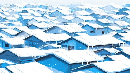 Obraz premium Snowy rooftops of a small town.