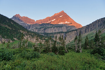 First Morning Light On Cathedral Peak In Glacier National Park