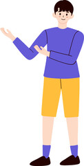 Hand Drawn Man with Sweater Present Pose