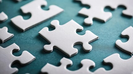 Obraz premium Puzzle Pieces on Green Background for Creative Concepts