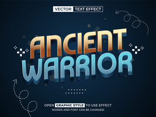 ancient warrior editable text, font effect, 3d text for title