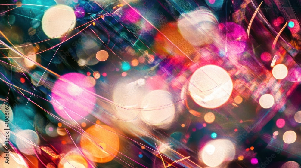Poster Abstract Background with Blurred Lights and Overlapping Lines