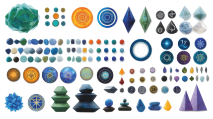 Colorful Geometric Shapes on Transparent Background Generative AI