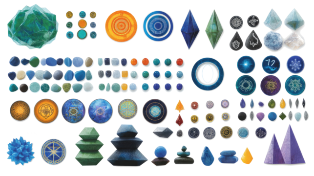 Colorful Geometric Shapes on Transparent Background Generative AI