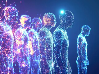 Future evolution change of human resources employee work labor recruitment to ai robot computer, Dynamic colors, copy space for text,