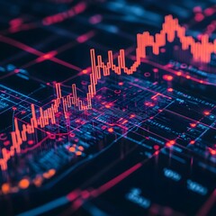 Stock market chart lines, financial graph on technology abstract background represent financial crisis, financial meltdown. Technology concept, trading market concept