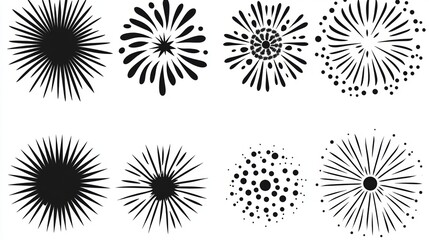 Obraz premium Black Fireworks Burst Design Elements Celebration Party Graphic