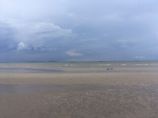 beautiful sea with sand and blue sky