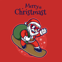 Fototapeta premium santa claus skater vector illustration