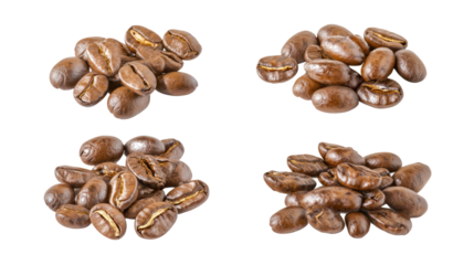 Natural Coffee Beans Collection on a Transparent Background Generative AI