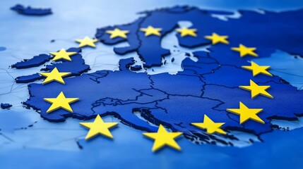 European Union Map with Stars Politics Geography Countries