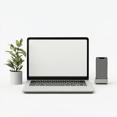realistic high quality Laptop and smartphone  mockup isolated 