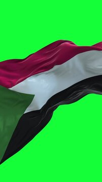 Sudan flag - 3D realistic waving flag on green screen background for chroma key