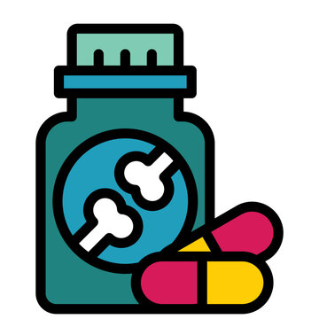 pills bottle with bones icon clip art preview