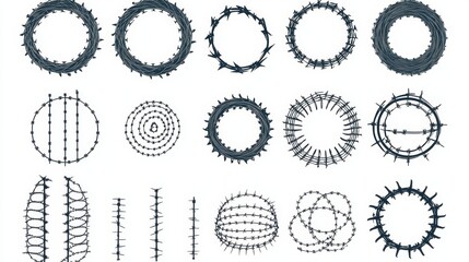 Barbed Wire Frames Circles Designs Security Danger Border Fence Tattoo Graphic