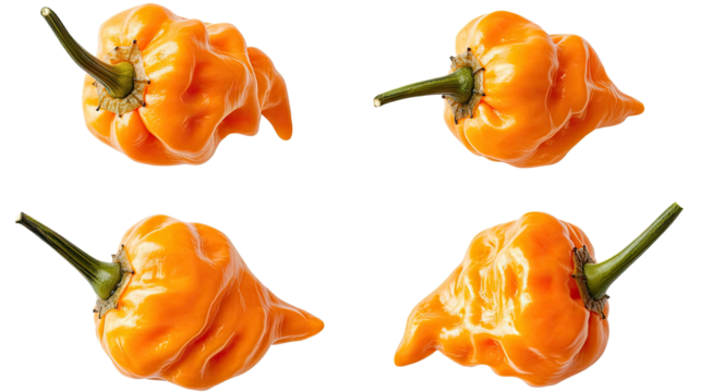 Bright Orange Habanero Peppers Isolated on a Clean Background Generative AI
