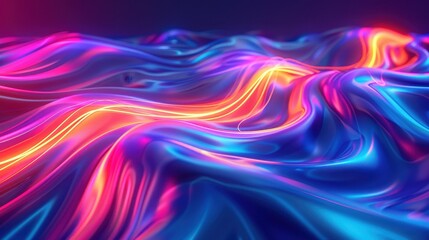 Fototapeta premium Abstract 3D Render of Wavy, Neon-Lit Surface