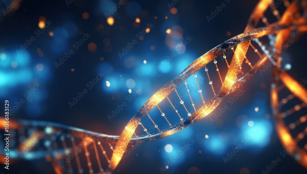 Aufkleber glowing dna strand with bokeh background