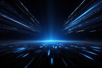 Obraz premium Abstract Digital Landscape with Glowing Blue Lines