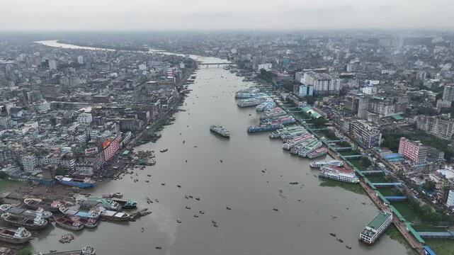 areal view of dhaka sadarghat lanch terminal