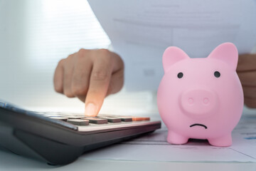 Debt shopping, Debt business, large bills or invoices no money to pay to expenses and credit card...