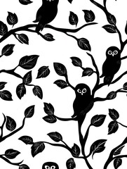 Fototapeta premium Owls on tree branches