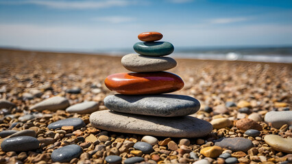 light-colored stones and pebbles in balance generative ai