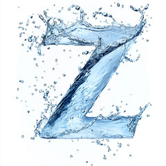 Obraz premium Water splash in shape of an elegant letter Z, creating dynamic and refreshing visual effect against clean white background.