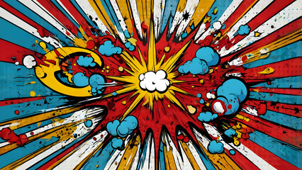 Pop Art Cartoon Explosion Background: Impact of Combat generative ai