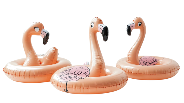 Pink Flamingo Pool Float on Transparent Background Generative AI