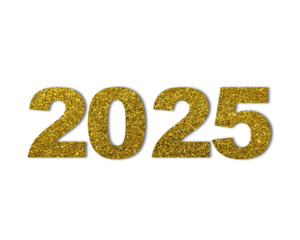 2025 stylish text written with golden colour