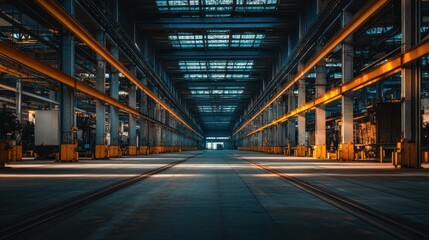 Obraz premium Industrial Interior: A Long, Empty Perspective
