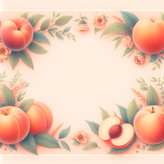 복숭아 프레임, 테두리, 파스텔화 (peach frame, border, pastel painting)	
