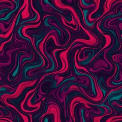Abstract swirling pattern in vibrant pink, teal, and black.