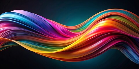 A vibrant abstract swirl of color, resembling a liquid ribbon flowing in a continuous wave of dynamic hues.