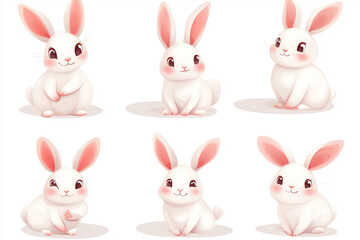 Set of cute rabbits