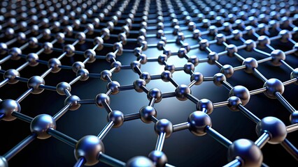 A complex network of interconnected spheres forms a repeating hexagonal pattern, showcasing the fundamental principles of atomic bonding and structure.