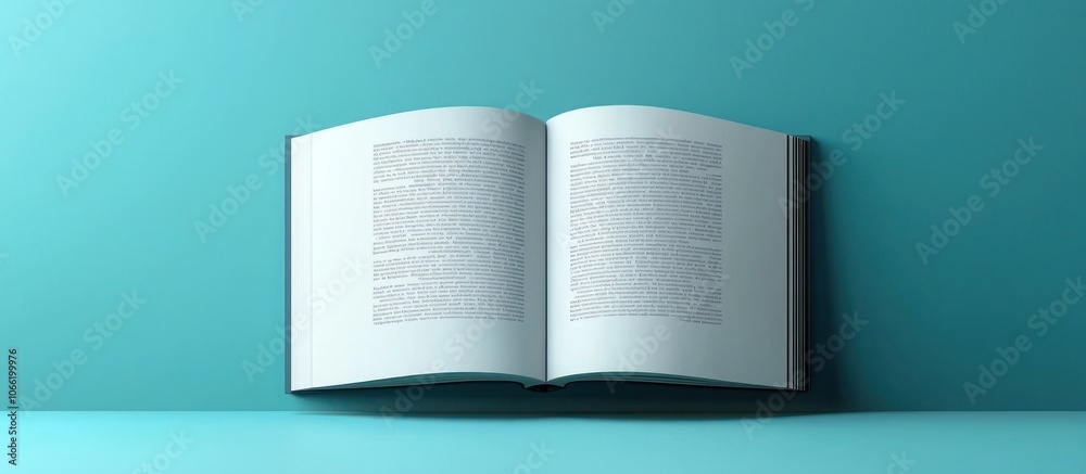 Aufkleber open book with text on white pages against teal background