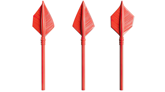 Set of Three Vibrant Red Arrows Isolated on a Transparent Background Generative AI - Powered by Adobe