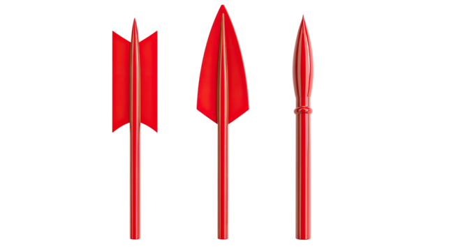 Set of Three Red Arrows on a Transparent Background Generative AI