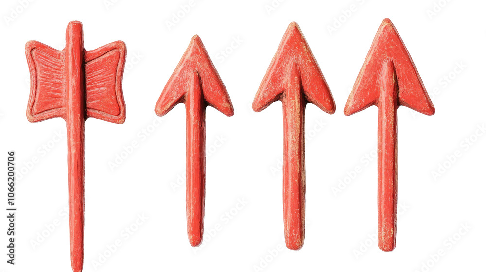 Poster set of red arrows isolated on a transparent background for design use generative ai