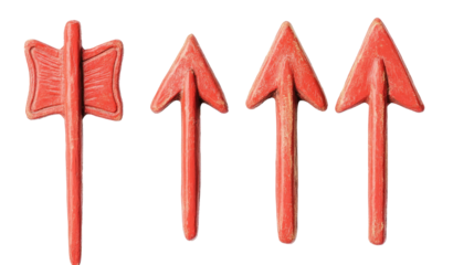 Set of Red Arrows Isolated on a Transparent Background for Design Use Generative AI