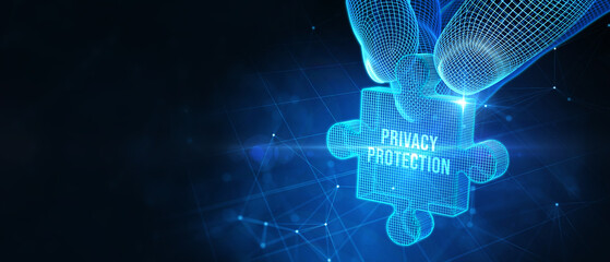 Obraz premium Data protection, privacy, and internet security concept. Cyber security for business and internet projects. 3d illustration