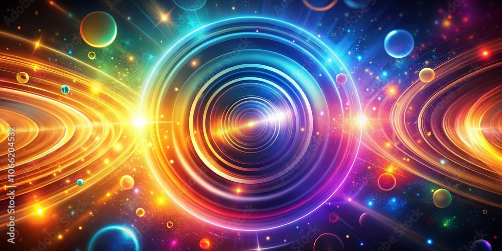 Wall mural cosmic symphony of light and color a dazzling display of intertwined orbits and glowing stars